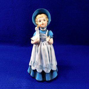 Vintage Enesco Girl with Goose Figurine Blue Bonnet E9007 - 7.25"